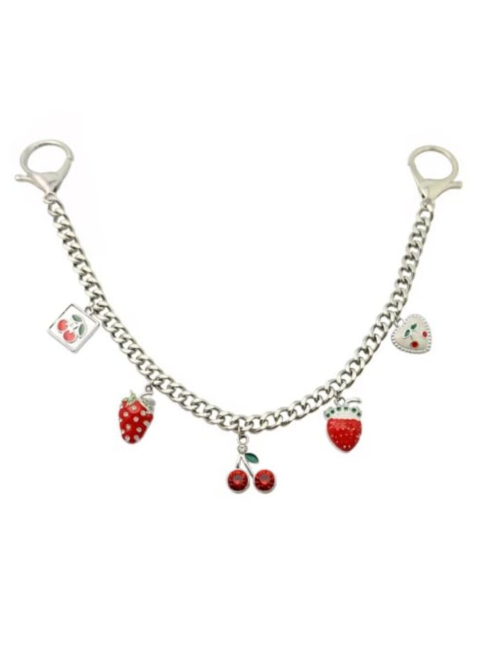 Cherry Charms Keychain for Purse Bag Charm Chain Accessory for Women (12in)